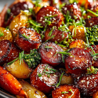 One Pan Honey Garlic Kielbasa and Veggies