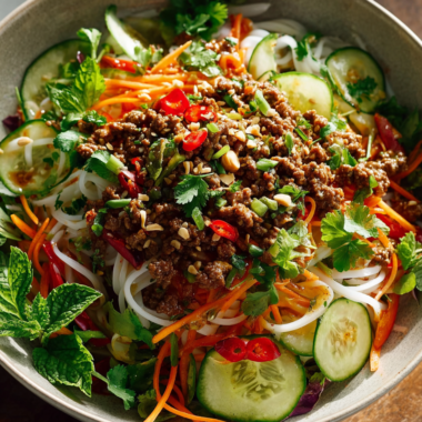 Peanut Lime Ground Beef Rice Noodle Salad: Zesty & Easy