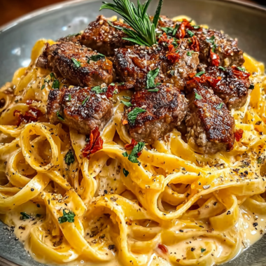 Spicy Garlic Beef Fettuccine in Provolone Sauce